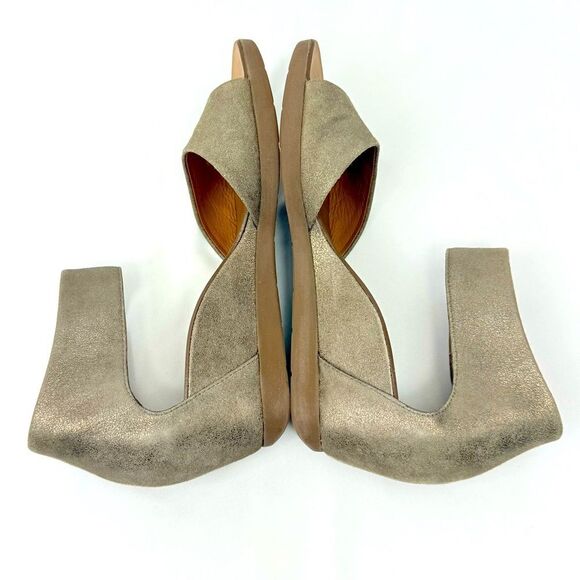 Paul Green TAMMY Metallic Sparkle Flecked Brown Suede Open Toe Wedge Heel Sandal - Picture 11 of 15